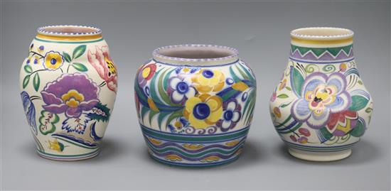 Three Poole pottery vases tallest 17cm